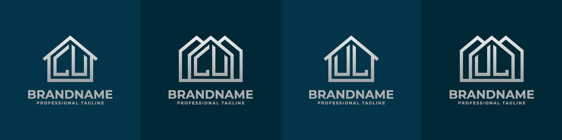 Letter LU and UL Home Logo Set. Suitable for any business related to house, real estate, construction, interior with LU or UL initials. vector