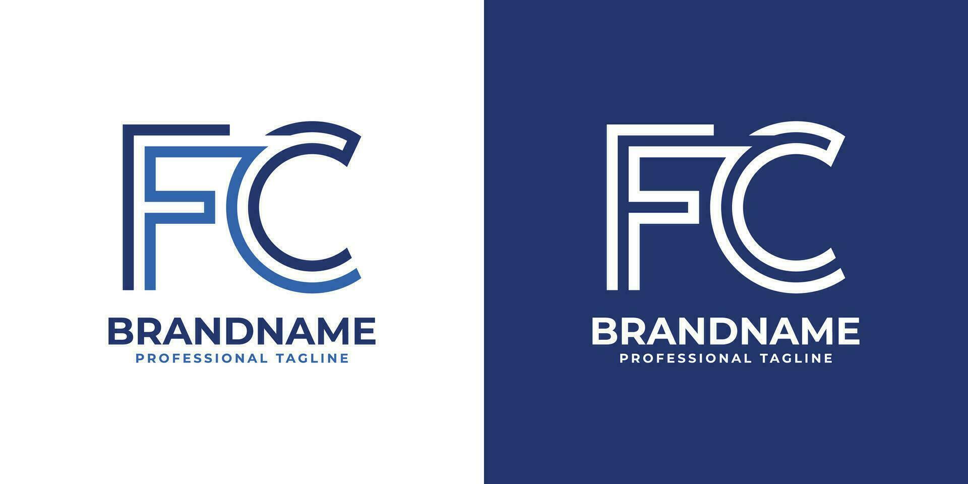 Letter FC Line Monogram Logo, suitable for any business with FC or CF initials. vector