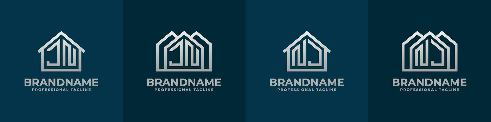 Letter JN and NJ Home Logo Set. Suitable for any business related to house, real estate, construction, interior with JN or NJ initials. vector