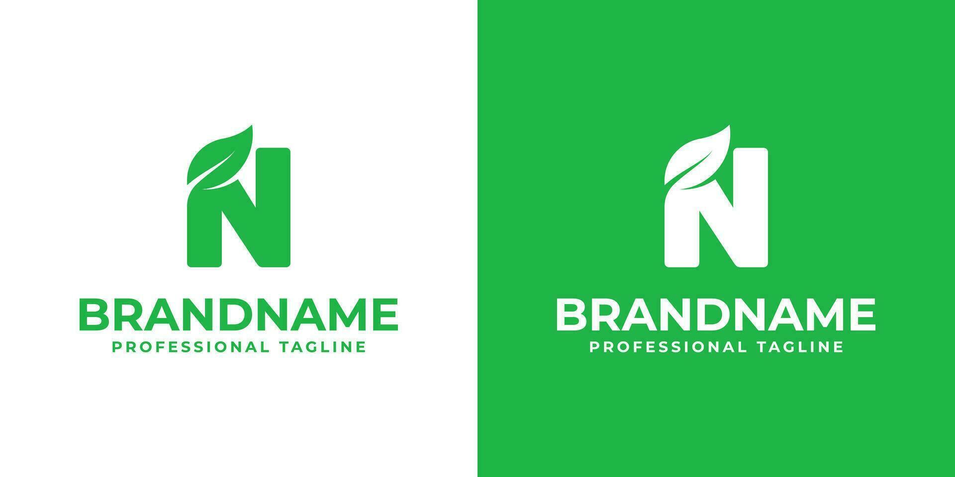 Letter N Leaf Logo, suitable for business related to leaf, nature, plant, ecology, or environment with N initial. vector