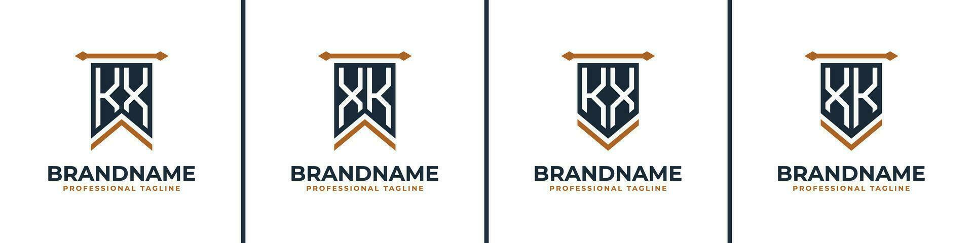 Letter KX and XK Pennant Flag Logo Set, Represent Victory. Suitable for any business with KX or XK initials. vector