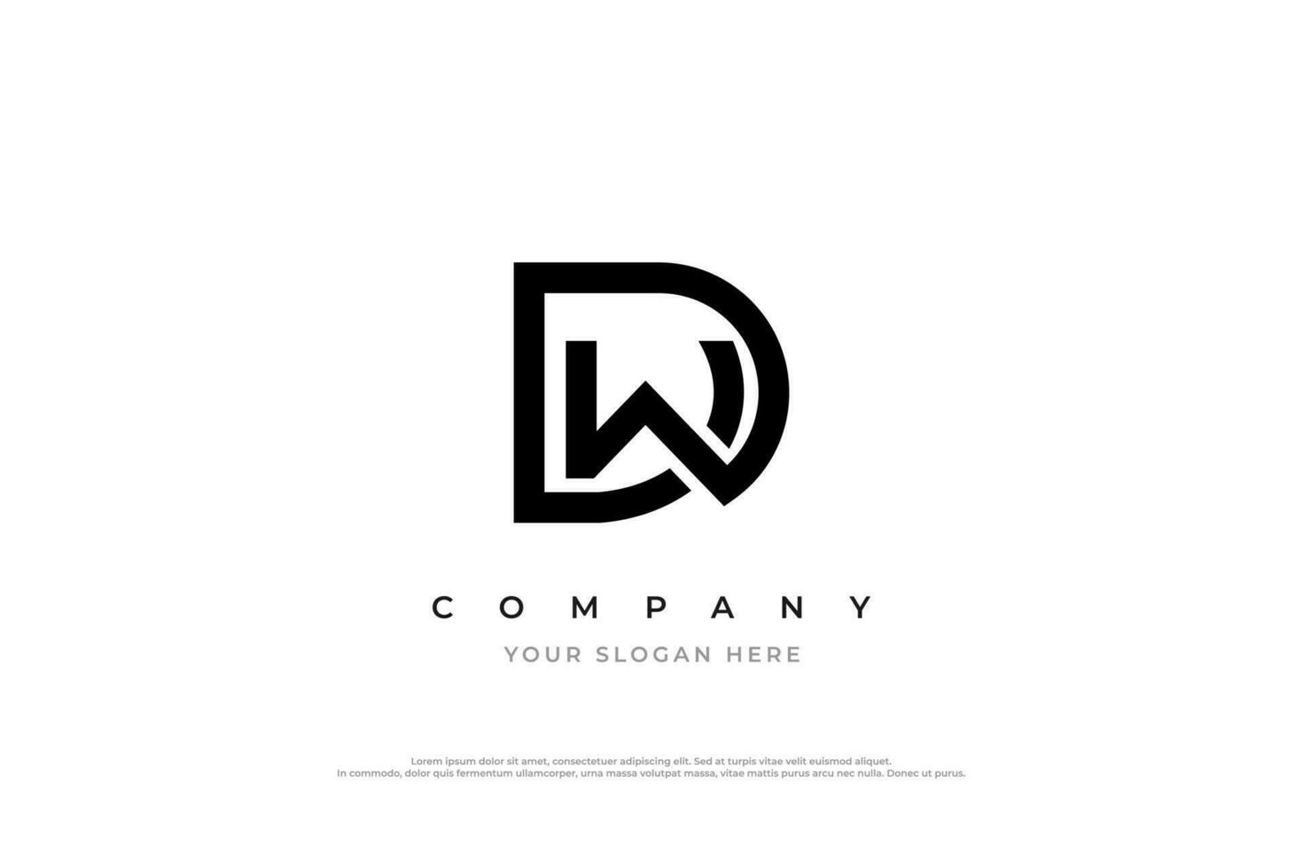 Initial Letter DW or WD Logo Design Vector