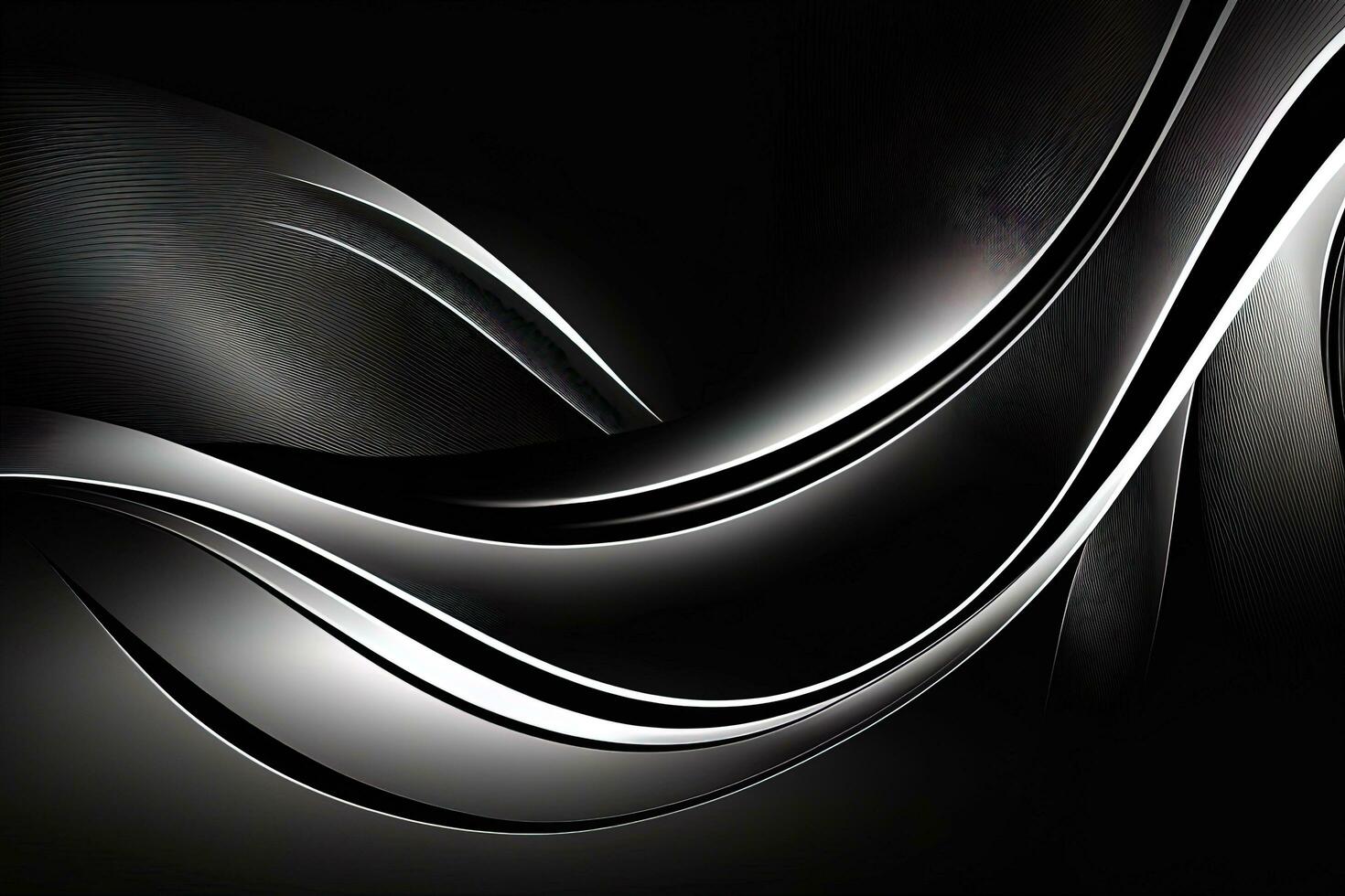 un resumen negro antecedentes adornado con sutilmente reluciente líneas, generado por ai foto