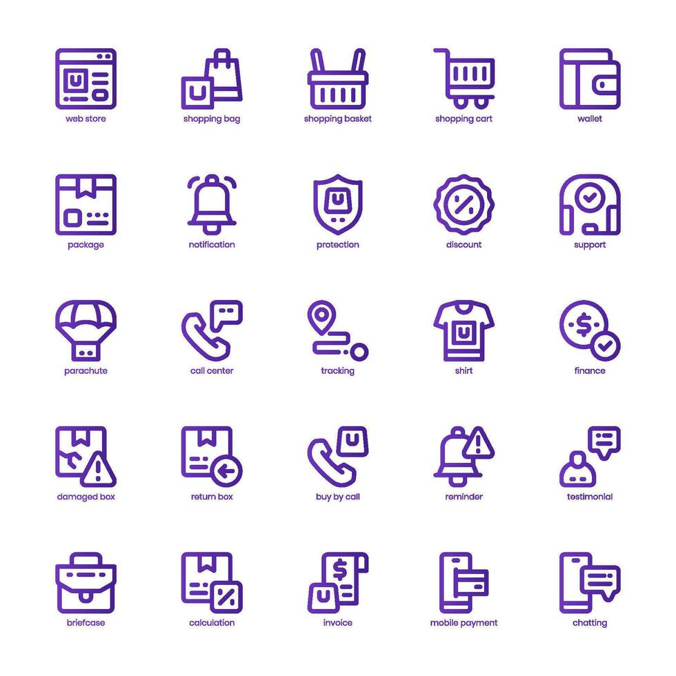 Web Store Icon pack for your website design, logo, app, and user interface. Web Store Icon basic line gradient design. Vector graphics illustration and editable stroke.