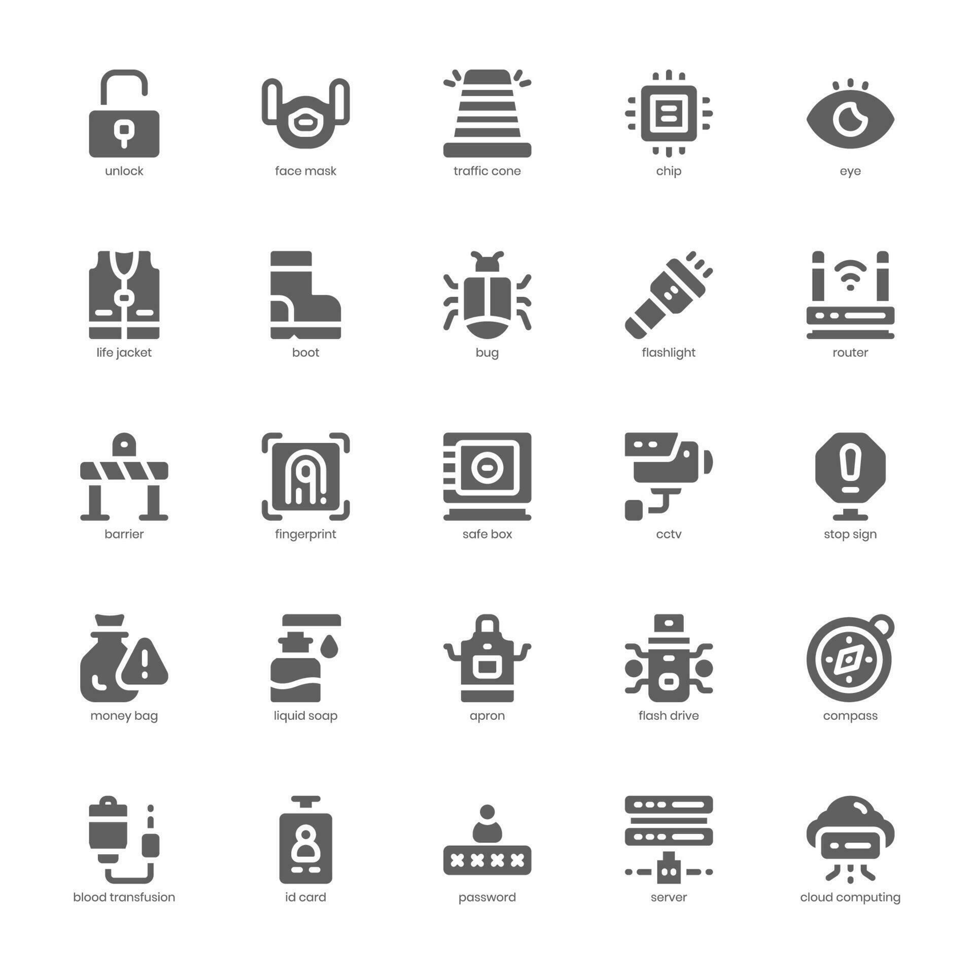 Security and Service Icon pack for your website design, logo, app, and user interface. Security