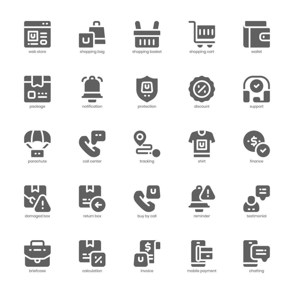 Web Store Icon pack for your website design, logo, app, and user interface. Web Store Icon glyph design. Vector graphics illustration and editable stroke.