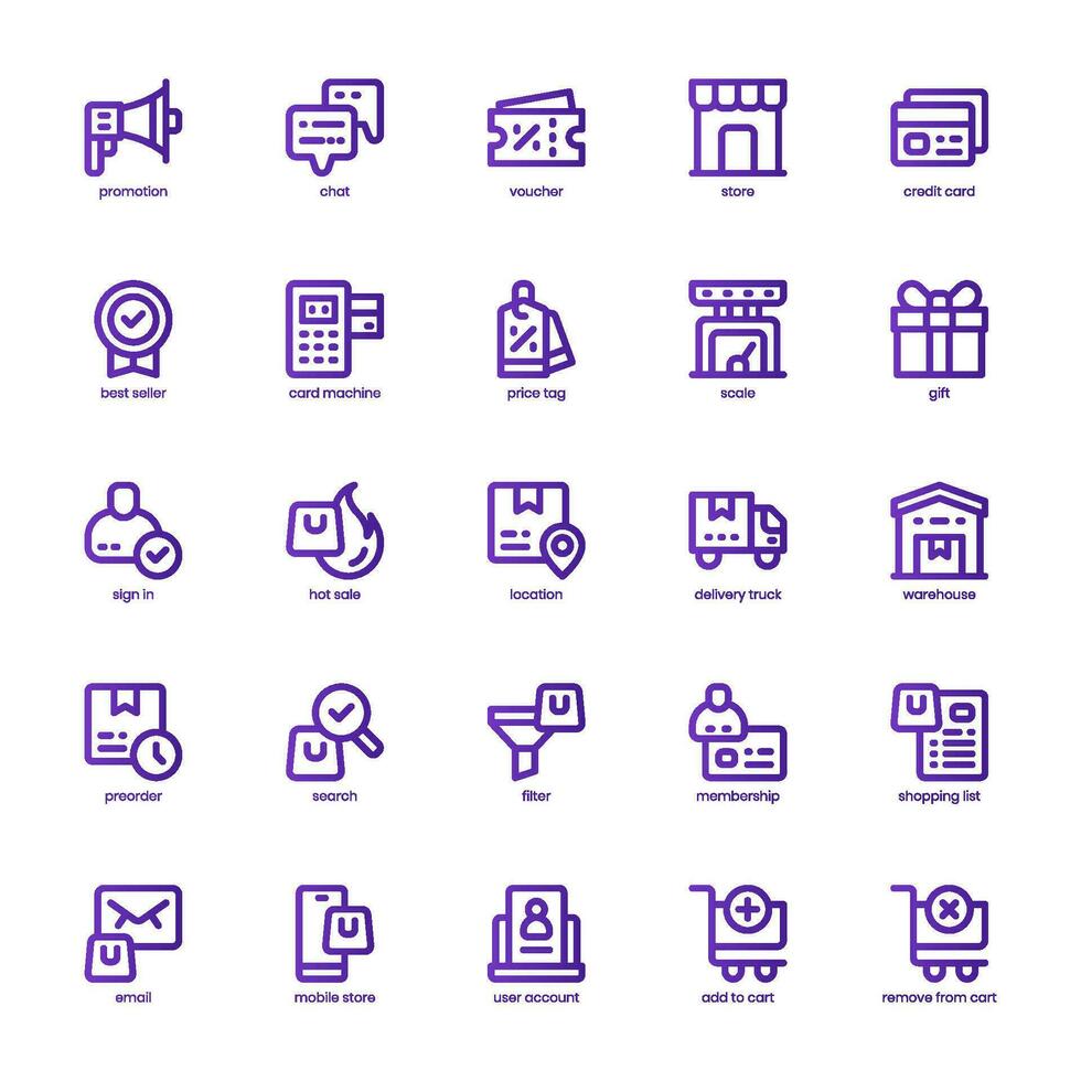 Web Store Icon pack for your website design, logo, app, and user interface. Web Store Icon basic line gradient design. Vector graphics illustration and editable stroke.