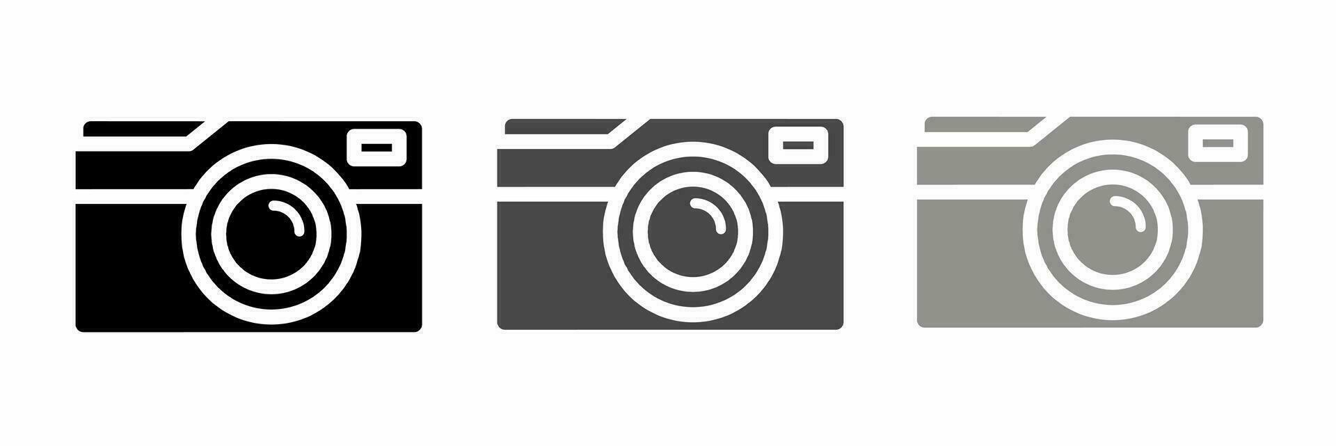 Camera icon black white illustration collection. vector