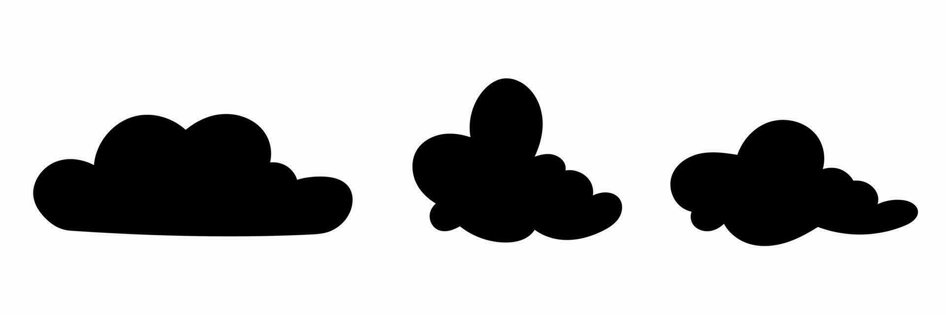 nube icono negro blanco ilustración recopilación. vector