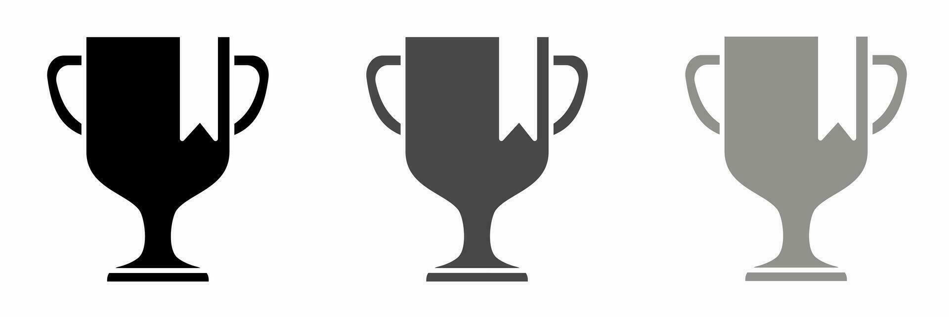 Trophy cup icon black white illustration collection. vector