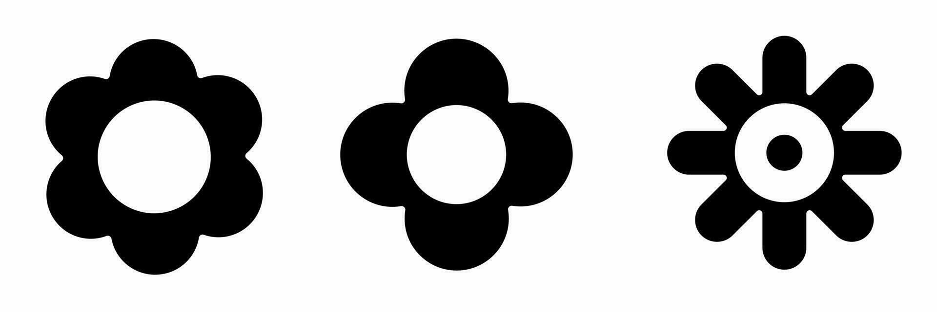 Flower icon black white illustration collection. vector