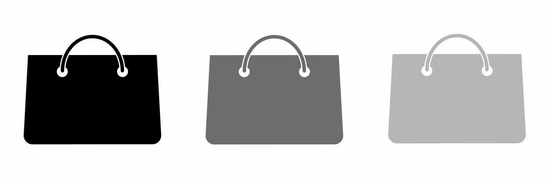 Shopping bag icon black white illustration collection. vector