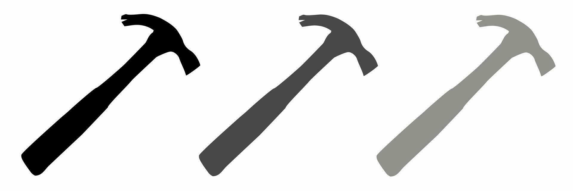 Hammer icon black white illustration collection. vector