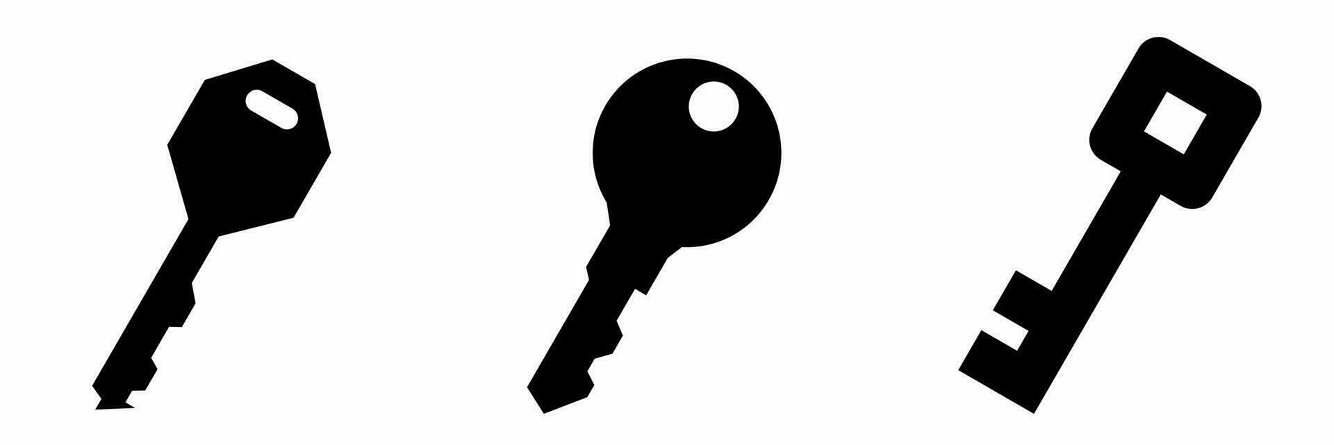 llaves icono negro blanco ilustración recopilación. vector