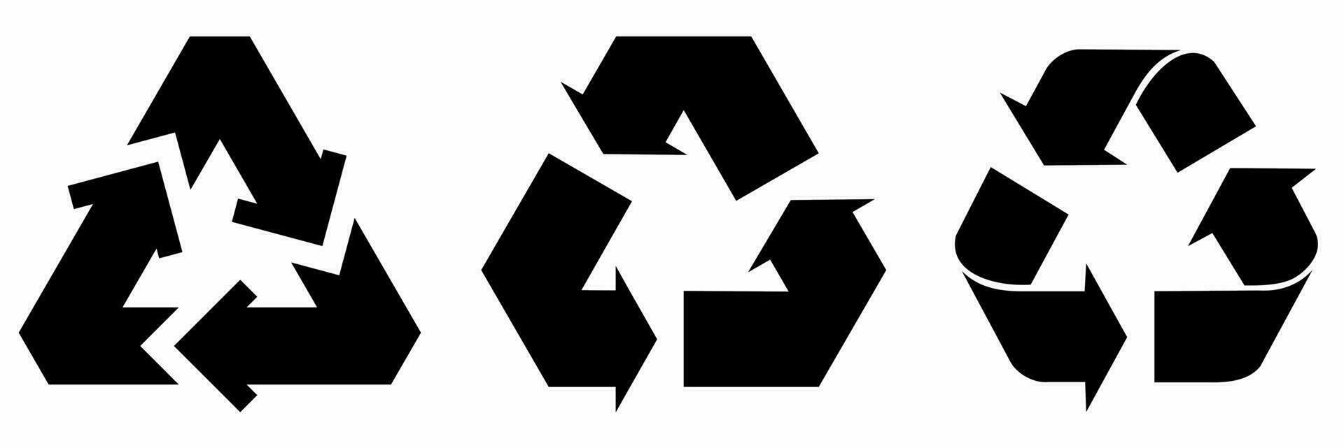 Recycle icon black white illustration collection. vector