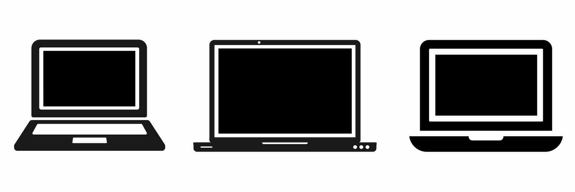 Laptop icon black white illustration collection. vector
