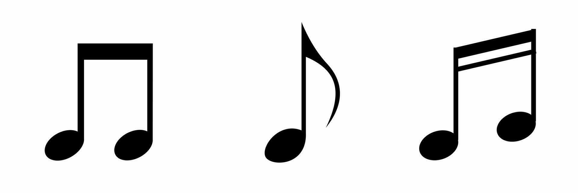 Music notes icon black white illustration collection. vector