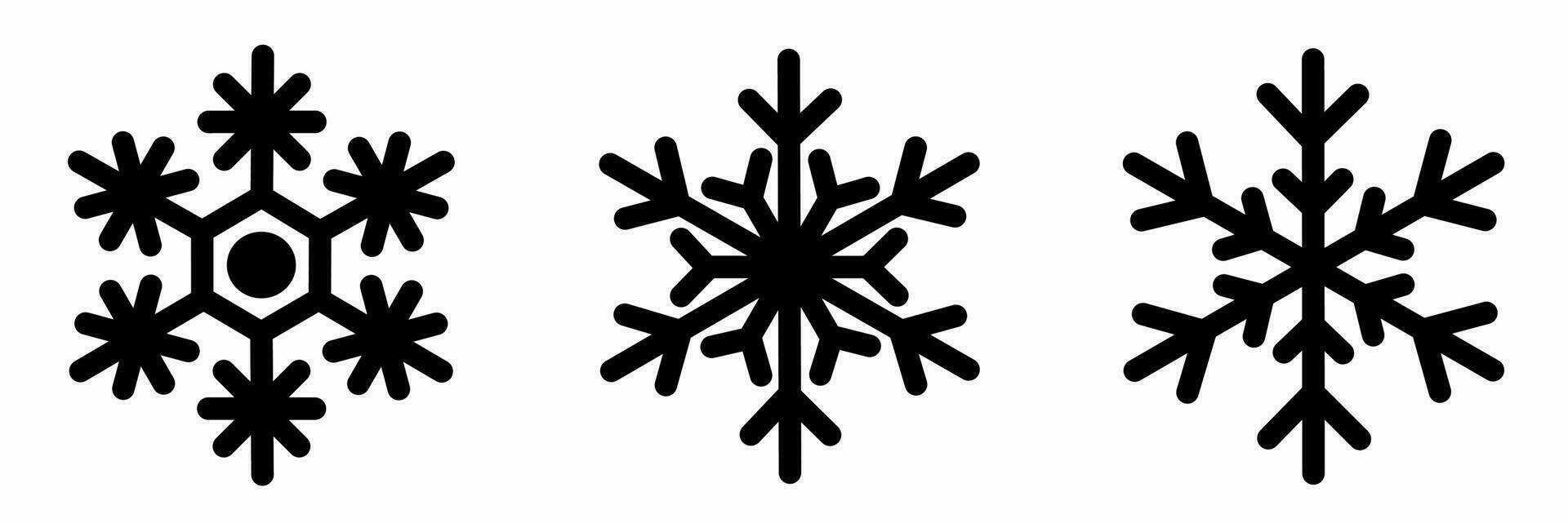 Snowflake icon black white illustration collection. vector