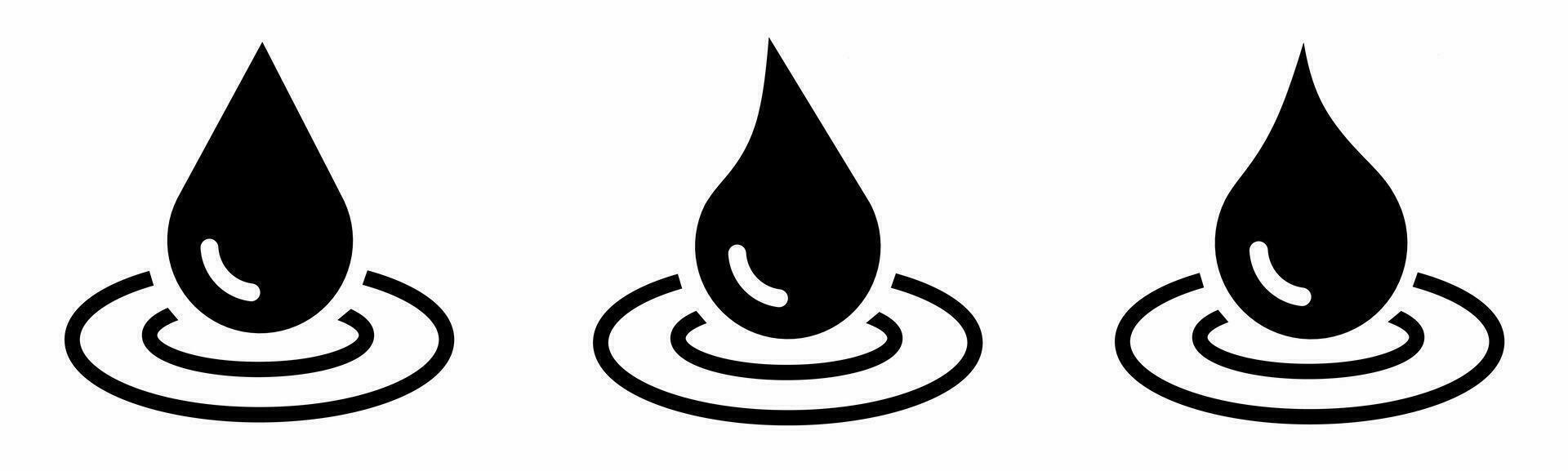 agua, petróleo icono colocar. petróleo negro y blanco ilustración. valores vector. vector