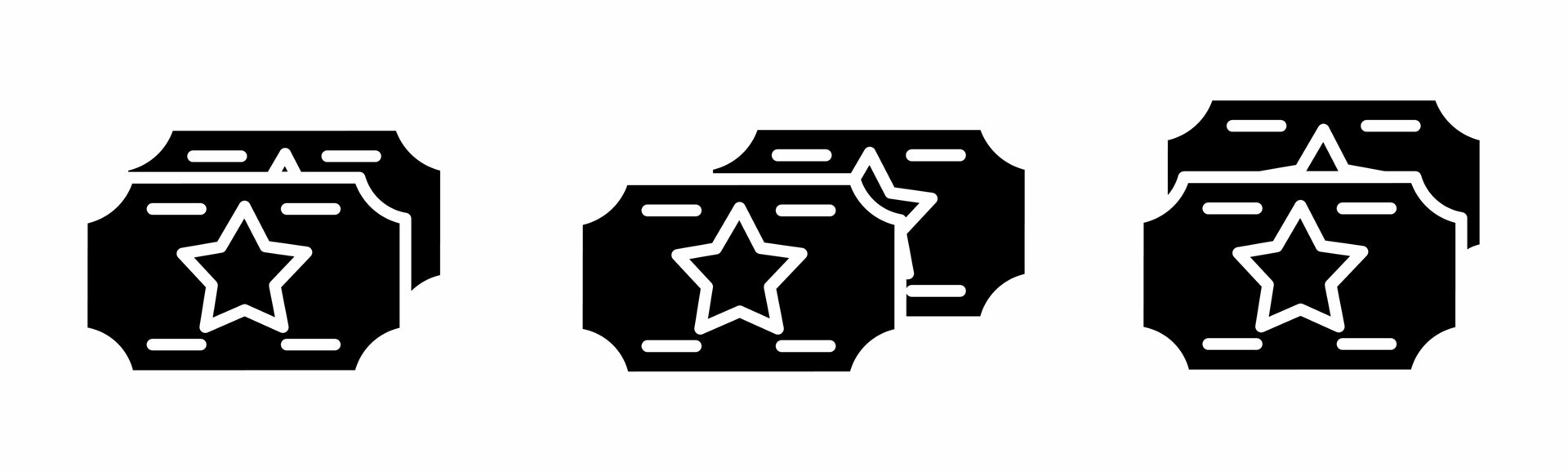 Ticket icon set. Ticket black and white illustration. Stock vector