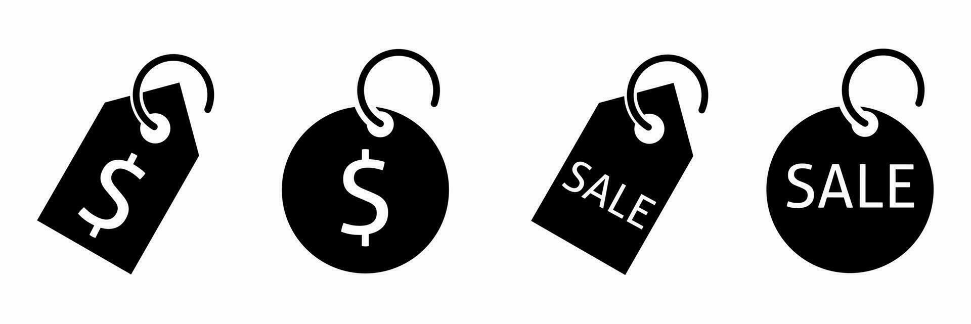 Label tag icon set. Label tag black and white illustration. Stock vector. vector