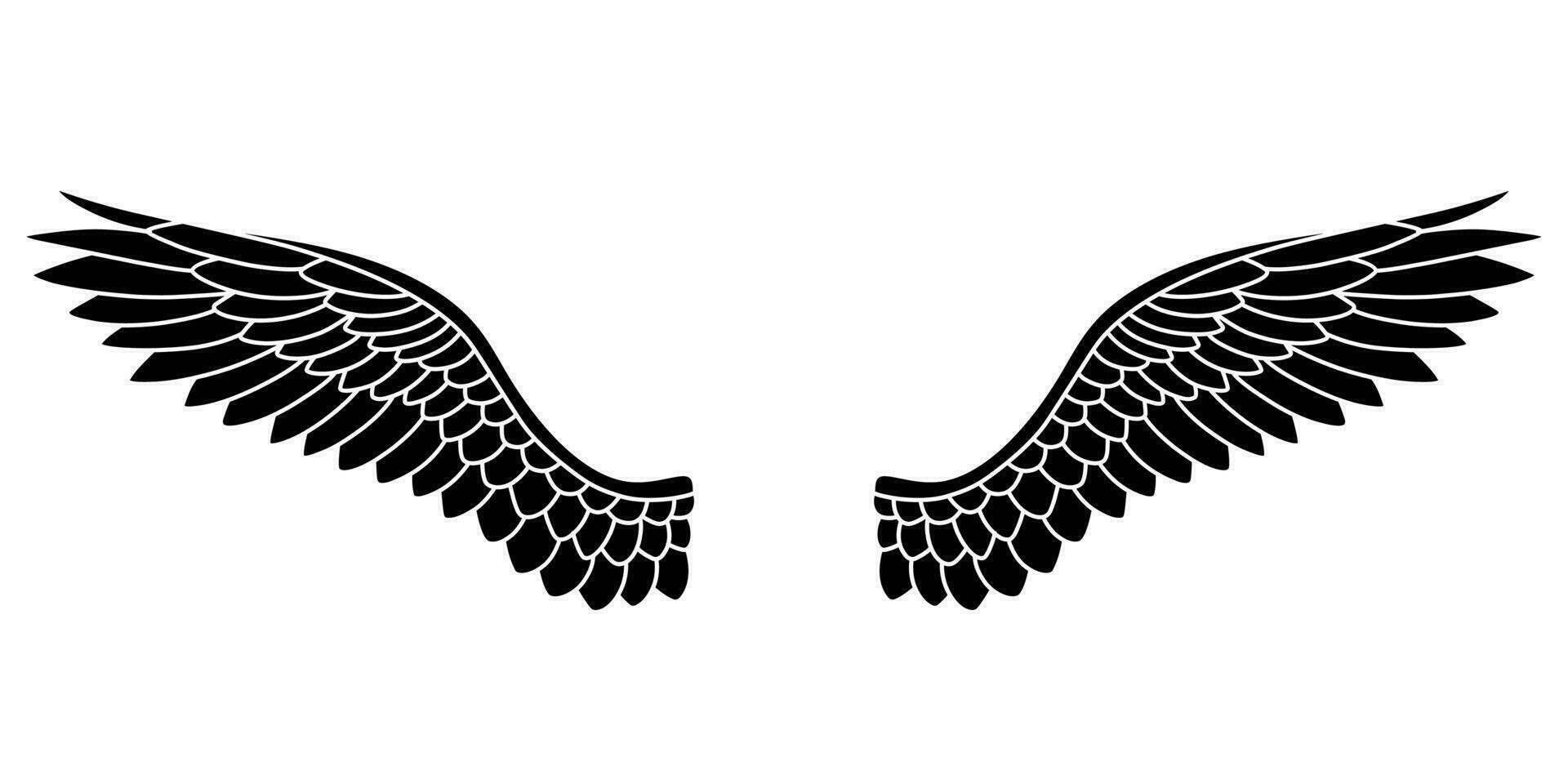 vector silueta de ángel alas logo