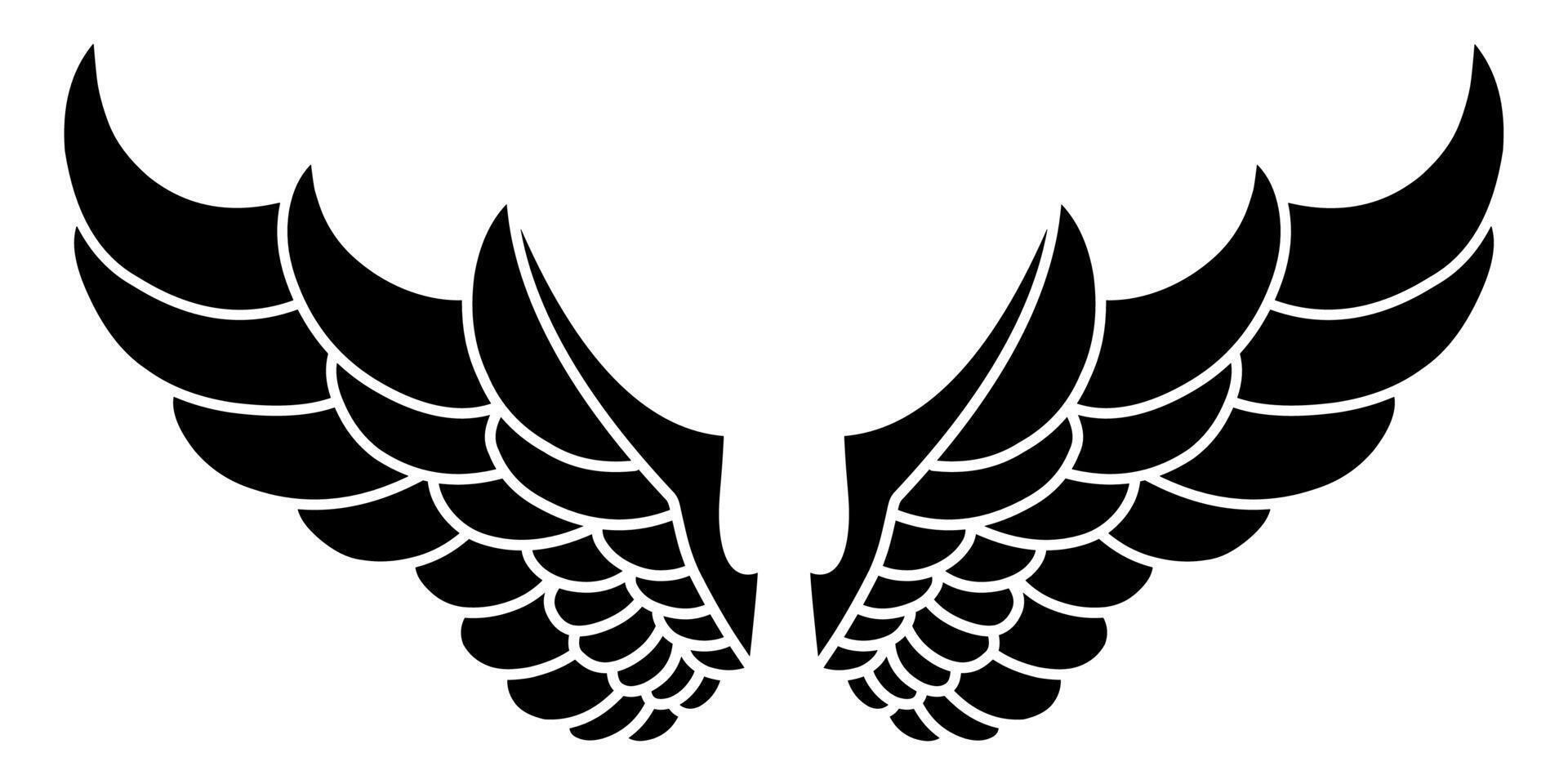 vector silhouette angel wings logo