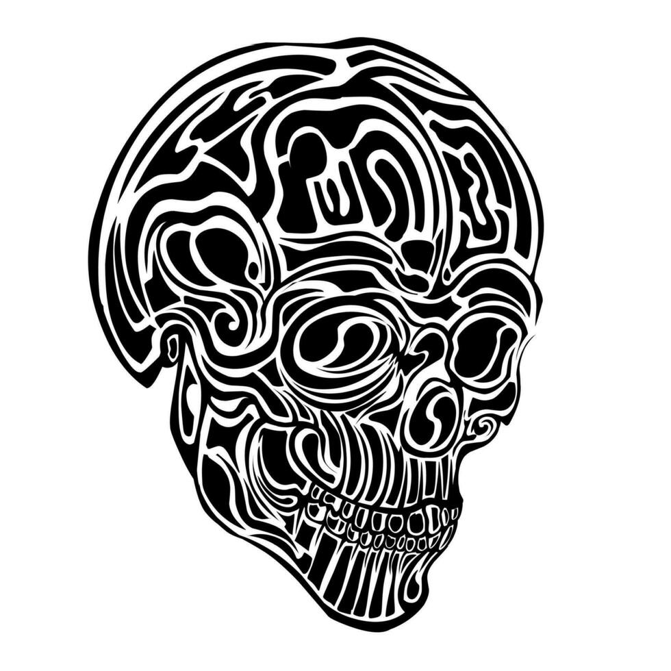tatuaje tribal cráneo vector