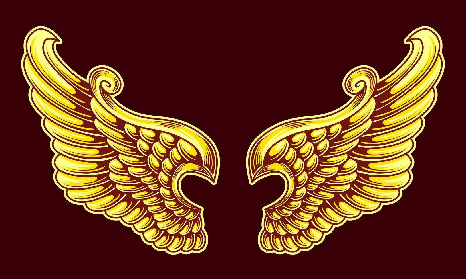golden angel wings vector design