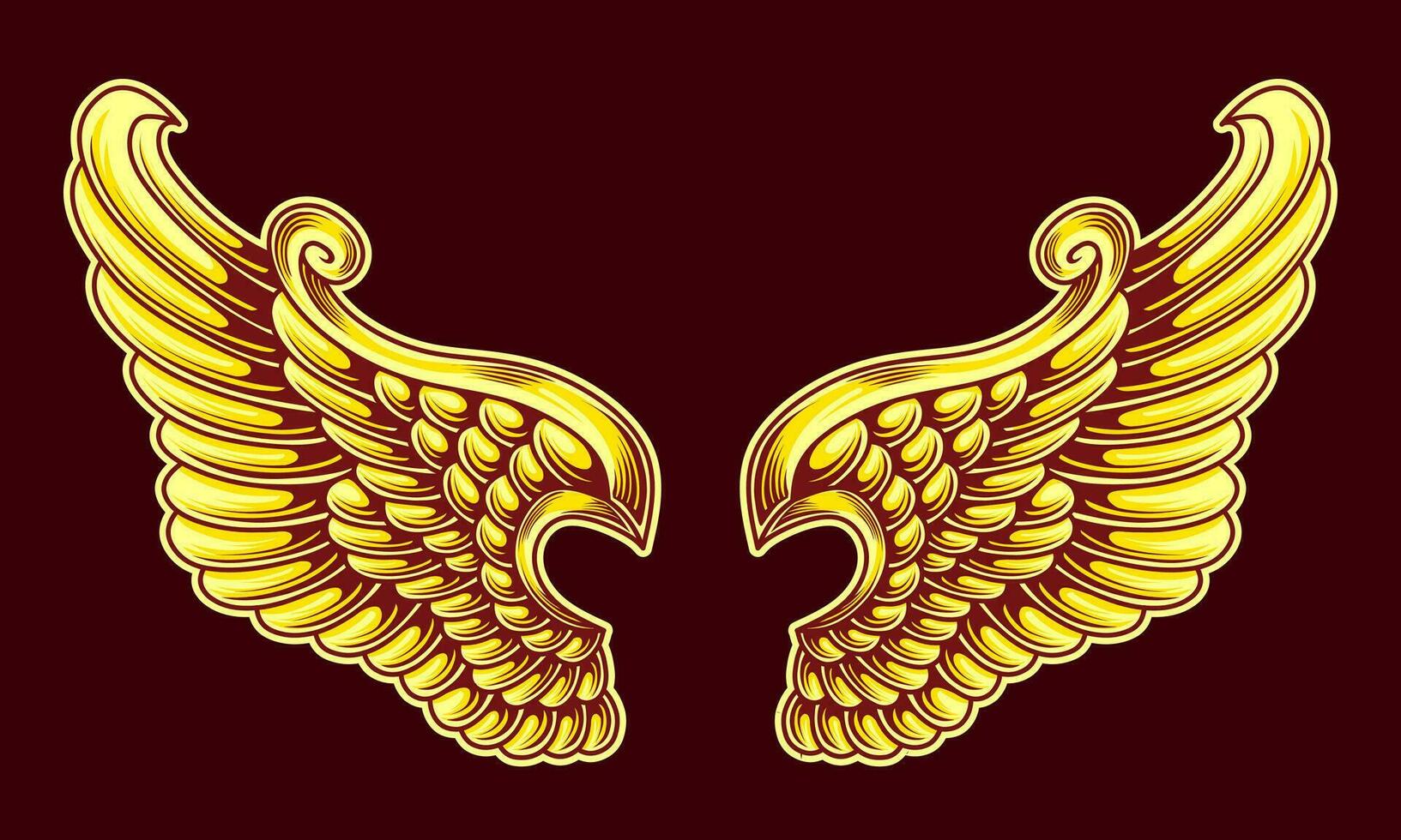 golden angel wings vector design