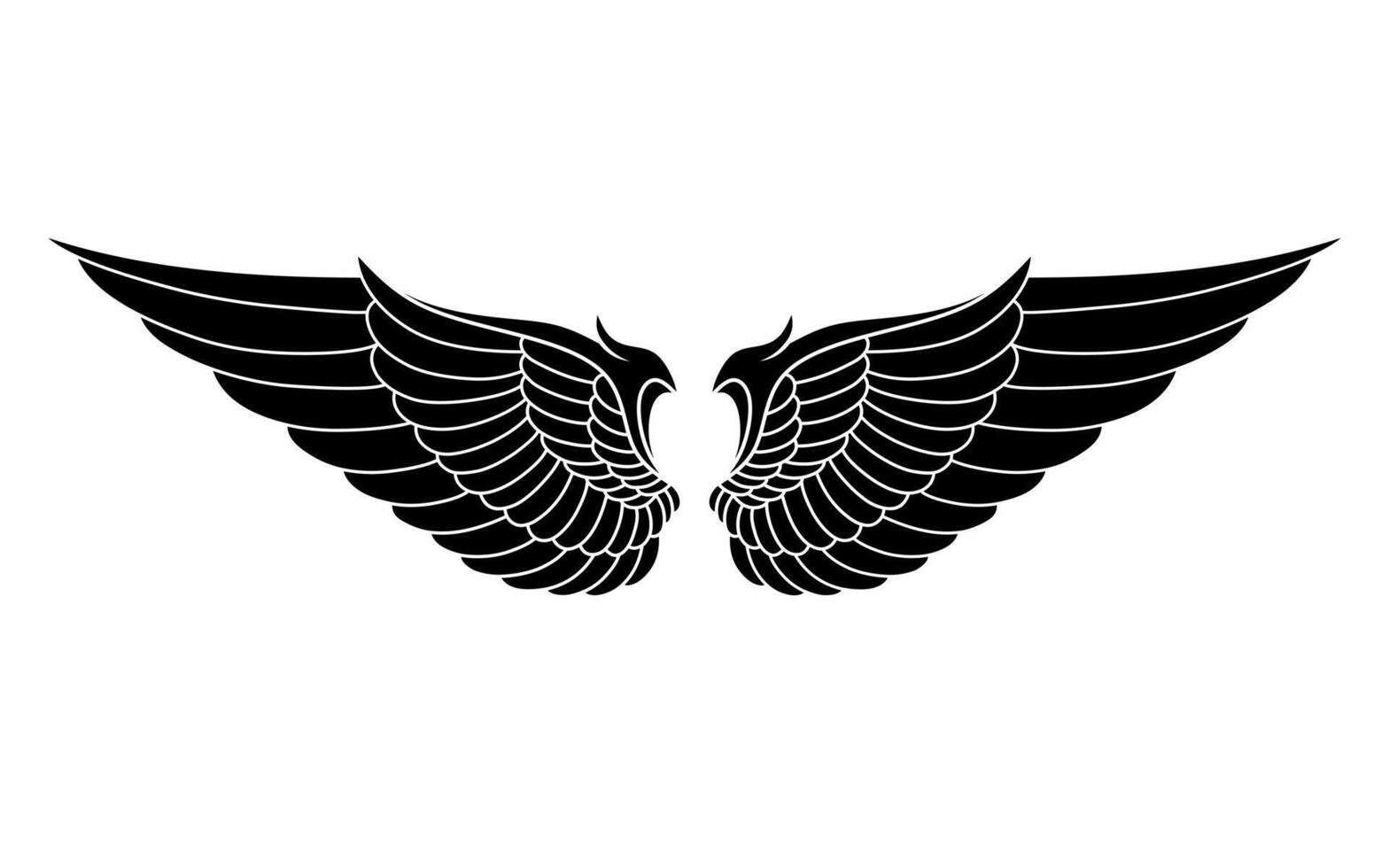vector silhouette angel wings logo
