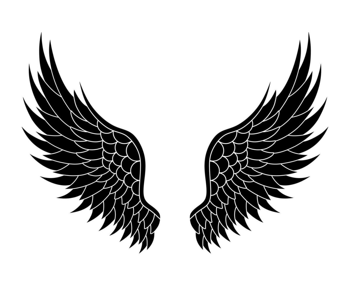 vector silhouette angel wings logo