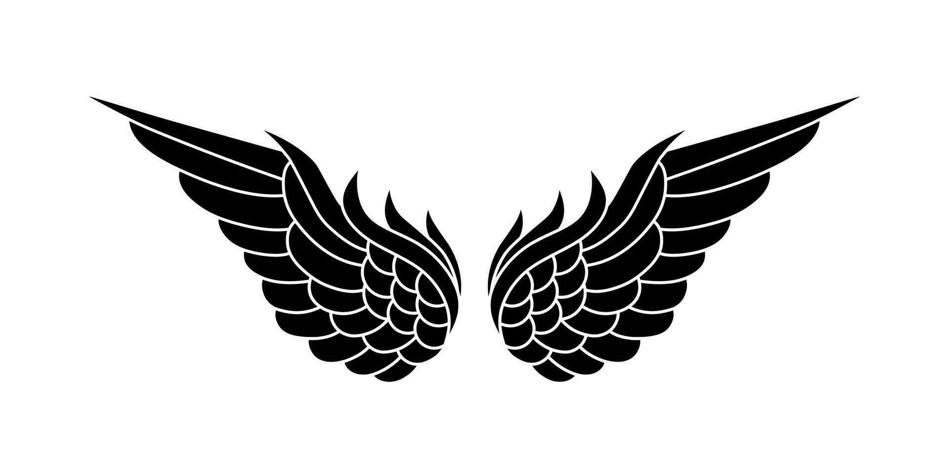 vector silhouette angel wings logo