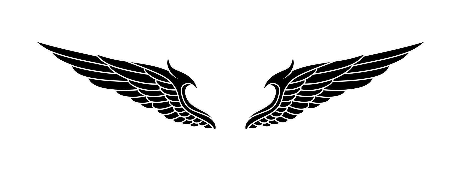 vector silhouette angel wings logo