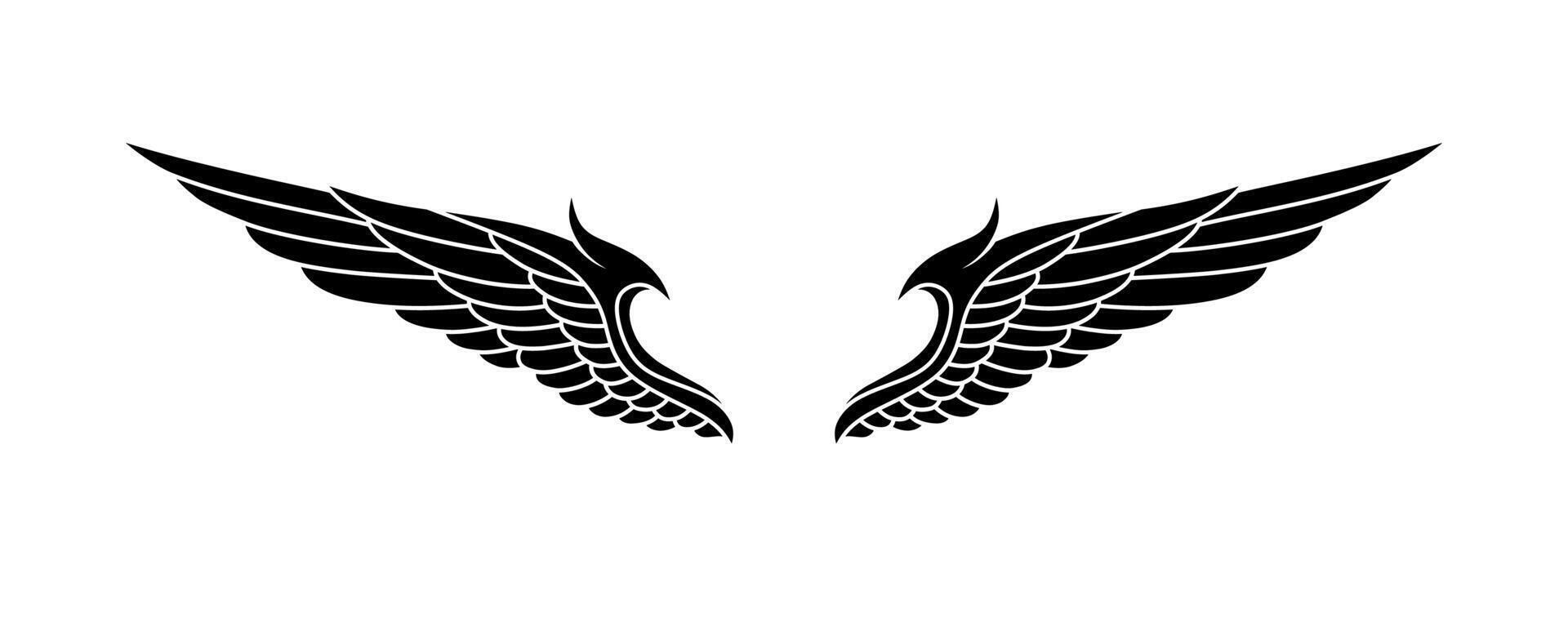 vector silhouette angel wings logo