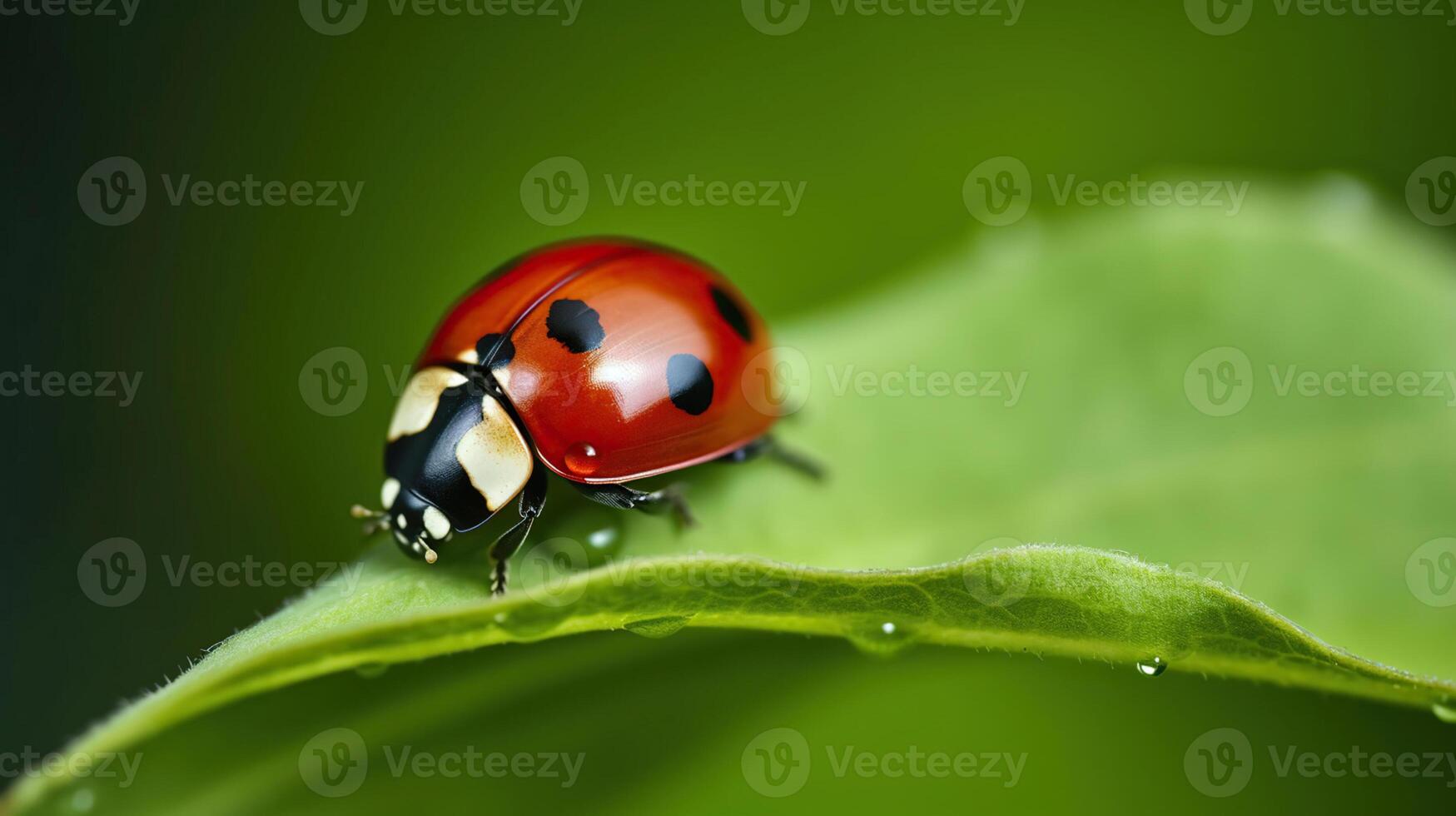 Ladybug on grass, photo