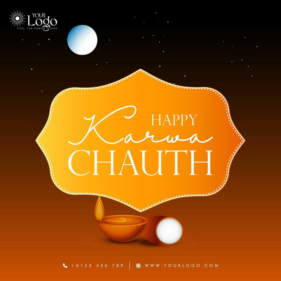 Happy karwa chauth wishes background design, Vector Illustration