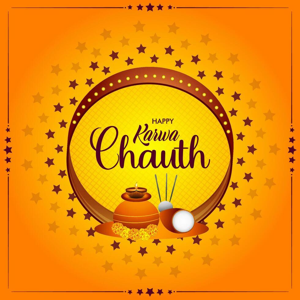 Happy karwa chauth wishes background design, Vector Illustration