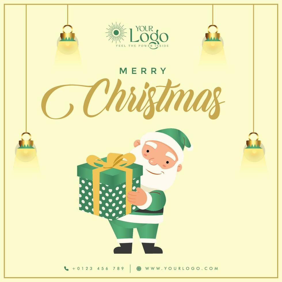Merry Christmas background decorated with a Christmas tree and Santa Claus. vector