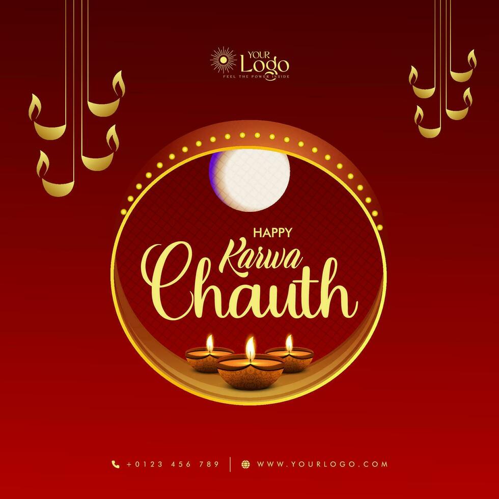 Happy karwa chauth wishes background design, Vector Illustration