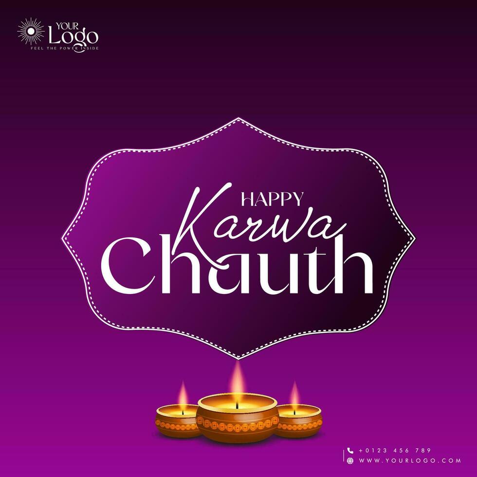Happy karwa chauth wishes background design, Vector Illustration