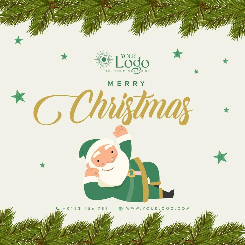 Merry Christmas background decorated with a Christmas tree and Santa Claus. vector