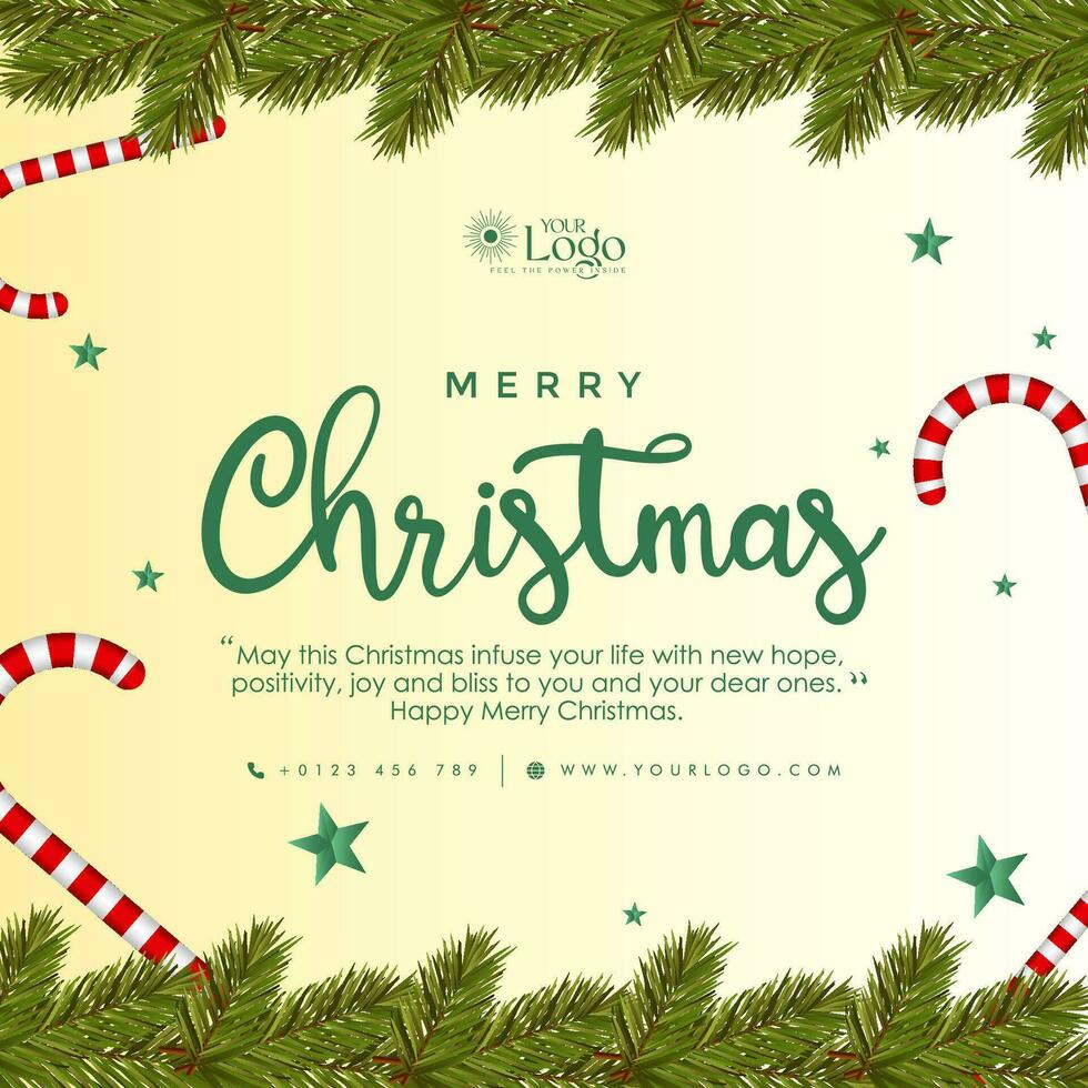 Merry Christmas background decorated with christmas tree and santa claus. vector