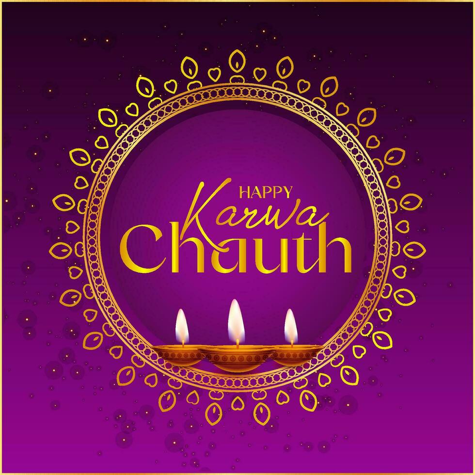 Happy karwa chauth wishes background design, Vector Illustration