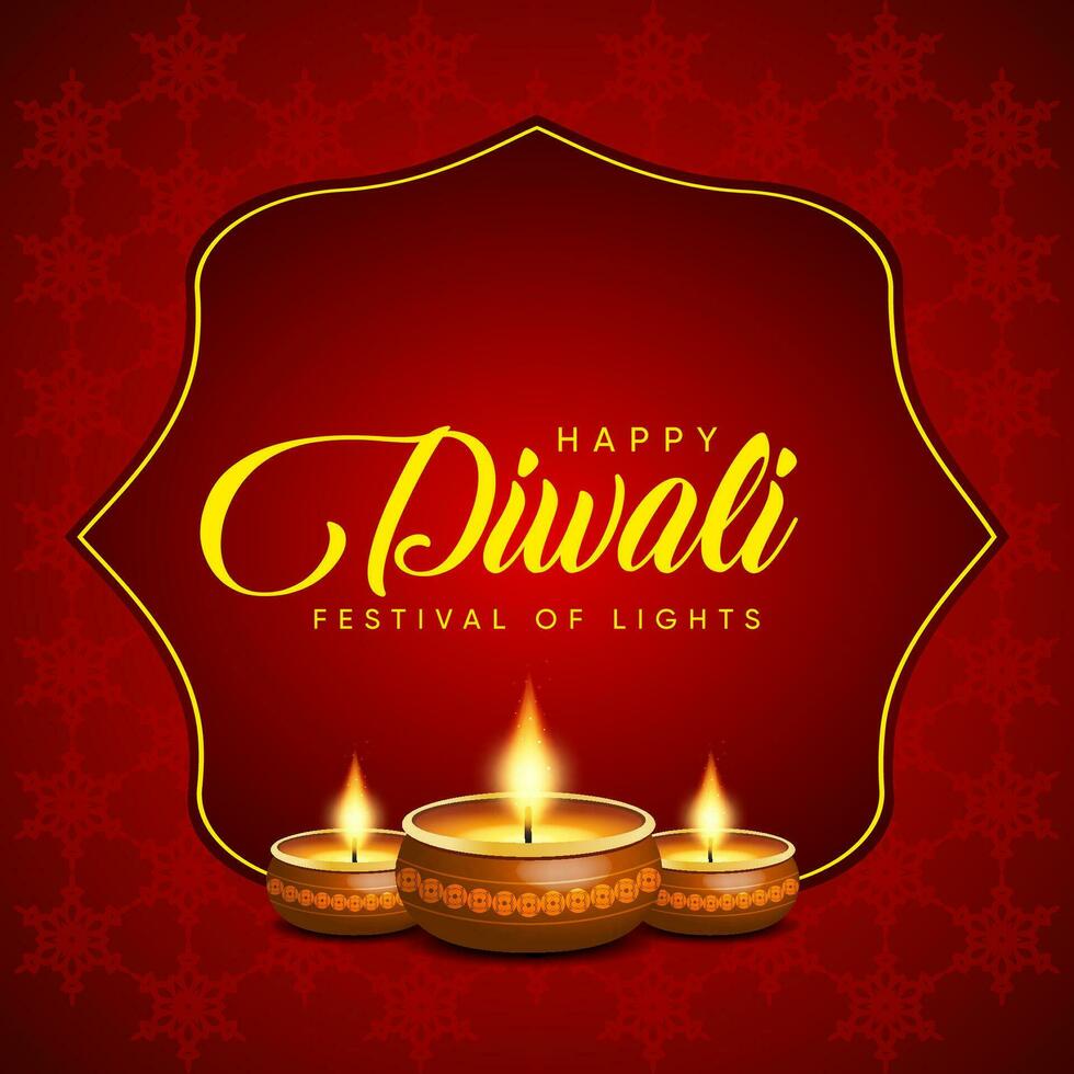 Happy Diwali decorative festival wishing card vector design