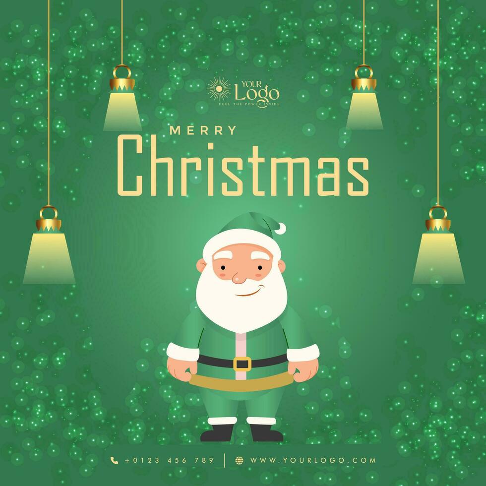 Merry Christmas background decorated with christmas tree and santa claus. vector