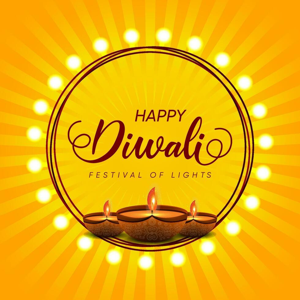 contento diwali decorativo festival deseando tarjeta vector diseño