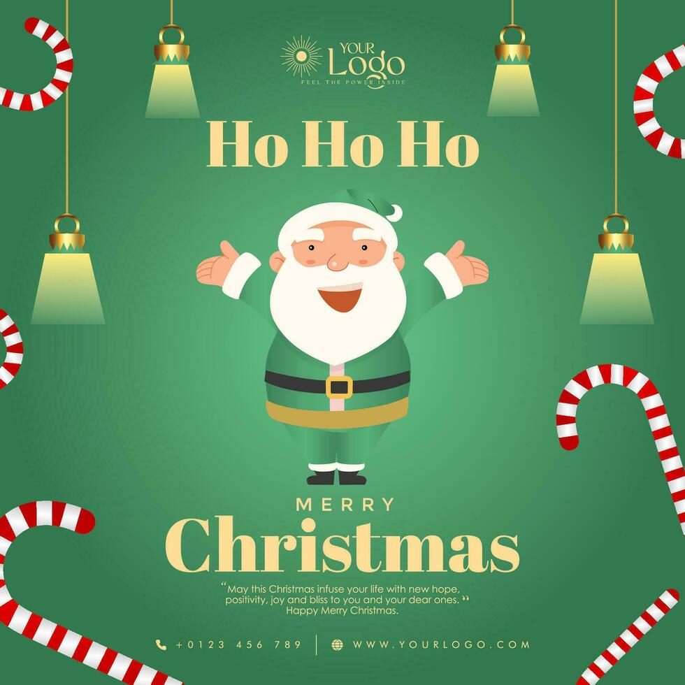 Merry Christmas background decorated with christmas tree and santa claus. vector