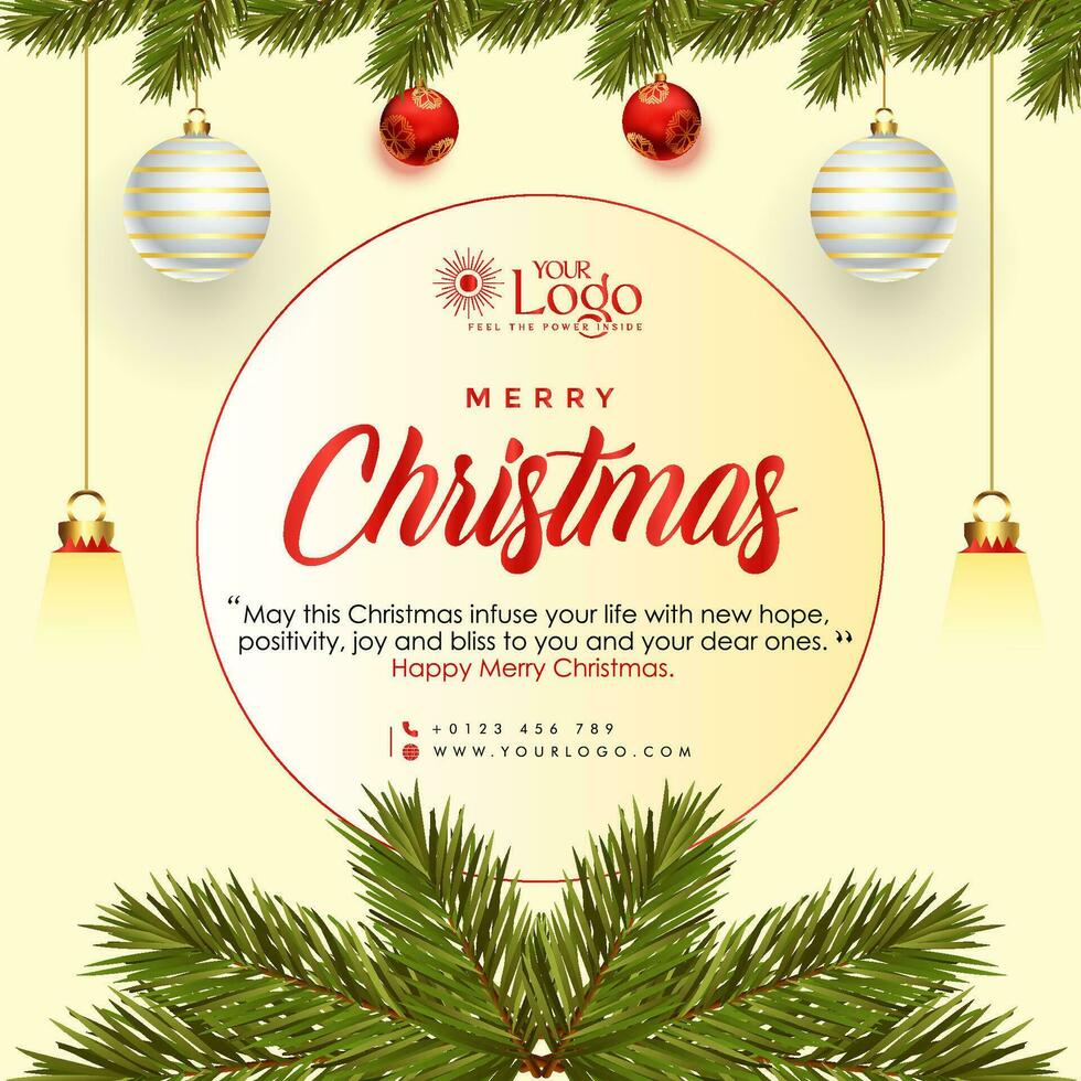 Merry Christmas background decorated with a Christmas tree and Santa Claus. vector