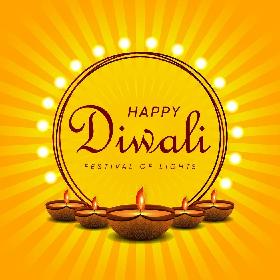 contento diwali decorativo festival deseando tarjeta vector diseño